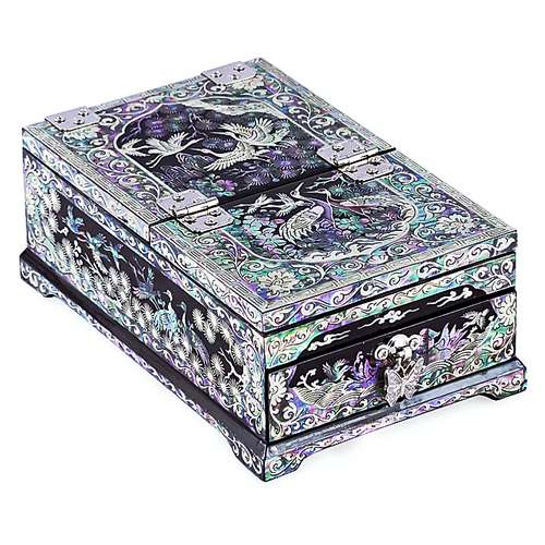 Songak 1-Drawer Vanity Mirror Jewelry Box (Black)
