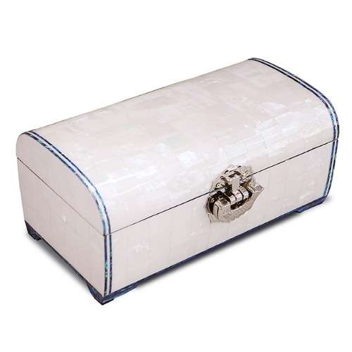 White Pearl Mother-of-Pearl Jewelry Box (2-Tier Rolling, 24cm, 27cm) - Work by Park In-ho