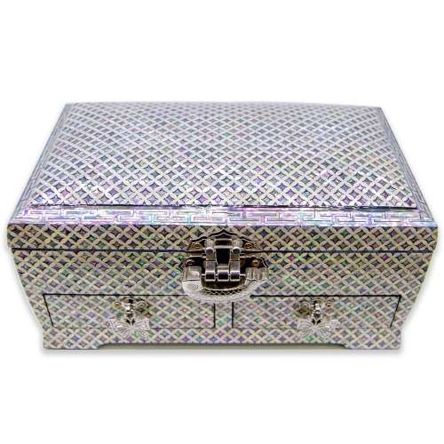 Seven Treasure Pattern (Good Fortune) 2-Drawer Mother-of-Pearl Jewelry Box - Park In-ho Work