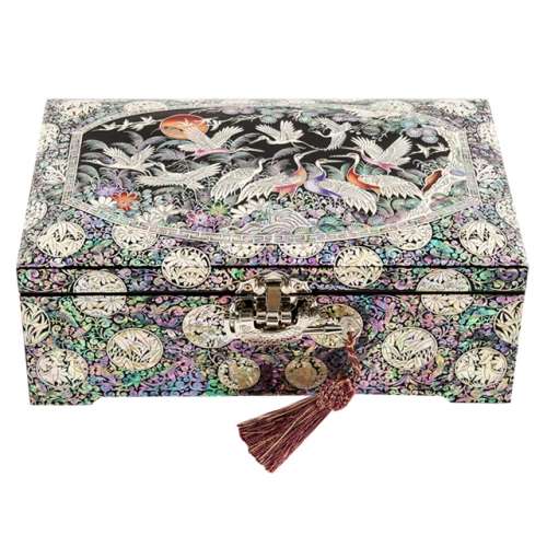Moon, Pine, and Crane Border Two-Tier Left-Seated Jewelry Box - Park In-ho Artwork