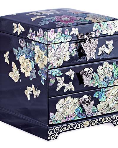 牡丹 3段引き出し ローリング ジュエリーボックス