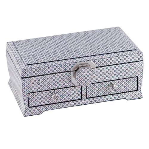 Cloisonné (Diamond) Pattern 2-Drawer Left Jewelry Box – Work by Park In-ho
