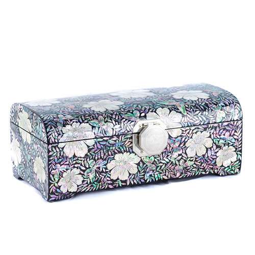 Traditional Peony Scroll Pattern 2-Tier Rotating Left Jewelry Box - Park In-ho's Work
