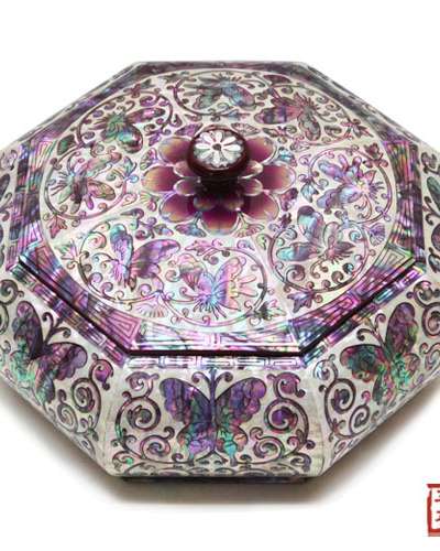イジョ自開 花蝶文 八角ジュエリーボックス(小)