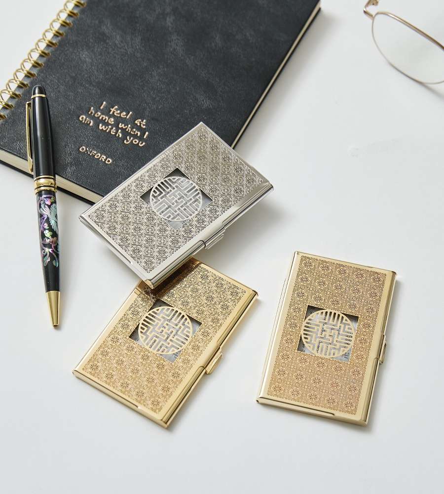 Gold Silver Glossy Metal Business Card Case - Jungang Craft Studio Product