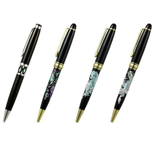Premium Mother-of-Pearl Ballpoint Pen - Fortune, Plum Blossom, Tiger, Dragon, Crane, Arabesque