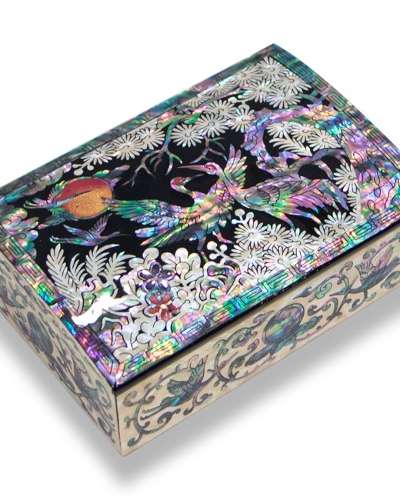 螺鈿名刺入れ - 呉明浩作品（松鶴黒）