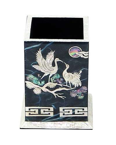 螺鈿漆器 韓紙 ペンシルスタンド - 青色