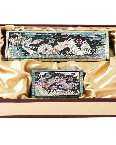 [松鶴][龍]自動直角名刺函、筆記具函セット