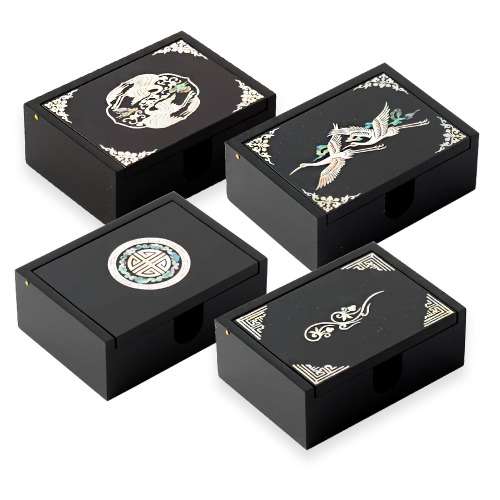Sanggam Automatic Business Card Holder (Pair of Cranes, Cloud Crane, Pattern, Arabesque)