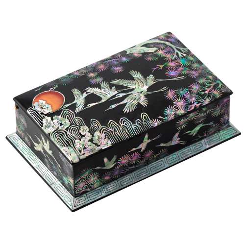 Glossy Pine and Crane Business Card Holder