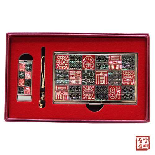Mother-of-pearl Business Card Case with USB Set (Longevity and Blessing Pattern) 8GB/16GB