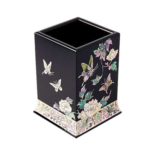 Butterfly Glossy Square Pencil Holder