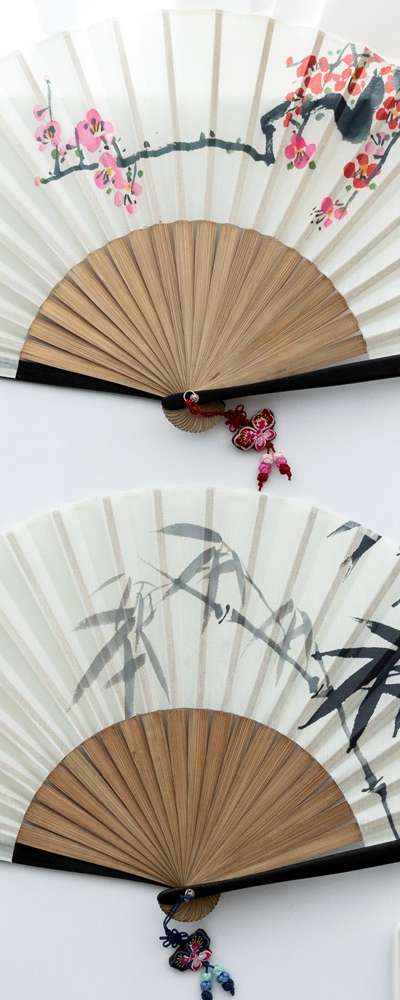 Korean Traditional Bamboo Silk Folding Fan - Korea Souvenir Gift for International Visitors