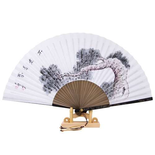 Handwritten Black Bamboo Pine Traditional Korean Fan by Nam Jung Park Sang-ok