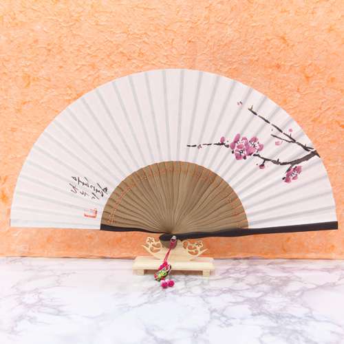 Ink Wash Painting Four Gentlemen Korean Paper Folding Fan - Plum Blossom, Orchid, Chrysanthemum, Bamboo