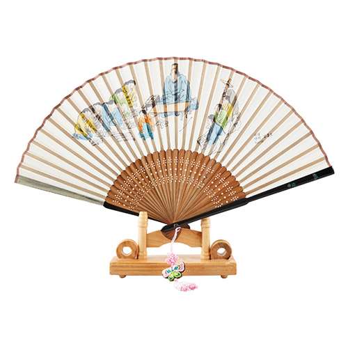Traditional Mother-of-Pearl Folk Fan (Seodang) with Knot Ornament and Fan Case