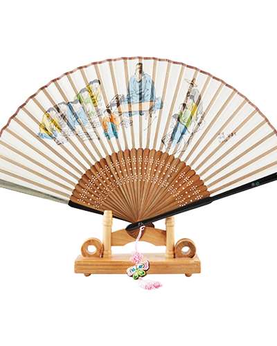 Traditional Mother-of-Pearl Folk Fan (Seodang) with Knot Ornament and Fan Case
