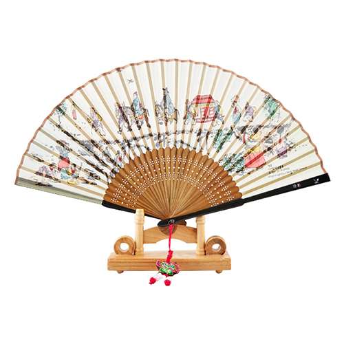Folk Mother-of-Pearl Traditional Fan (Wedding) with Knot Decoration + Fan Case