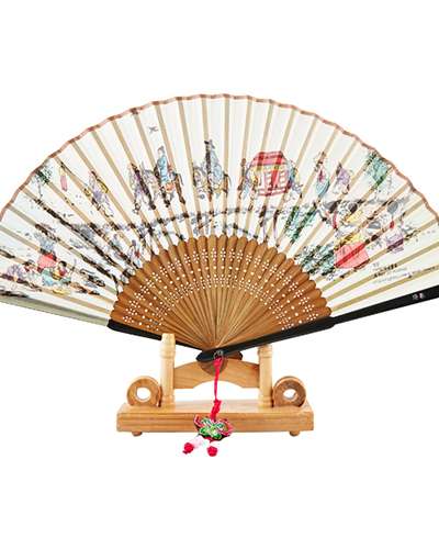 Folk Mother-of-Pearl Traditional Fan (Wedding) with Knot Decoration + Fan Case