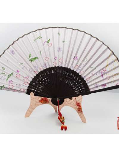 Silk Fan - Cosmos Butterfly Wings (Pink) with Tassel and Fan Case Included