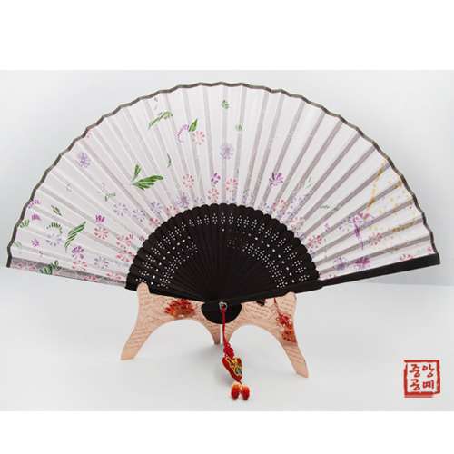 Silk Fan - Cosmos Butterfly Wings (Pink) with Tassel and Fan Case Included