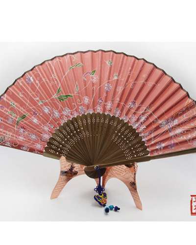 Silk Fan - Cosmos Butterfly Wings (Red) with Tassel and Fan Case