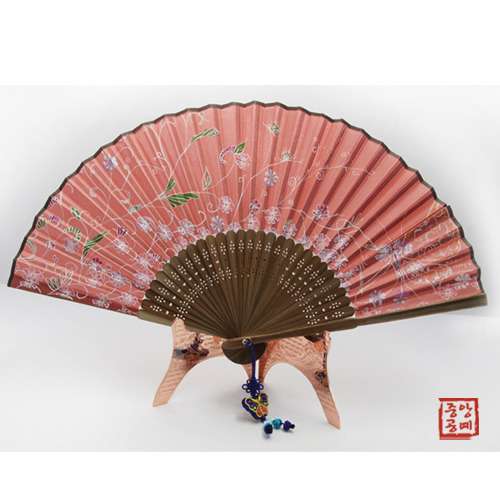 Silk Fan - Cosmos Butterfly Wings (Red) with Tassel and Fan Case