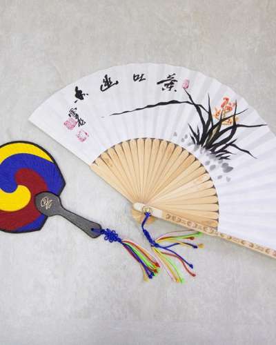 Small Taegeuk & Folk-Style Fan Set (Orchid)