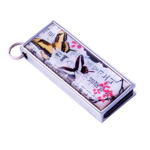 Natural Mother-of-Pearl Swing USB Memory (03_Plum Blossom Butterfly)-4G