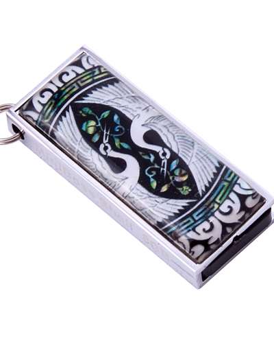 Natural Mother-of-Pearl Swing USB Memory (11_Double Cranes) - 4GB