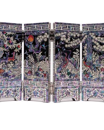 Crane and Pine Four-Panel Small Screen - Oh Myung-ho