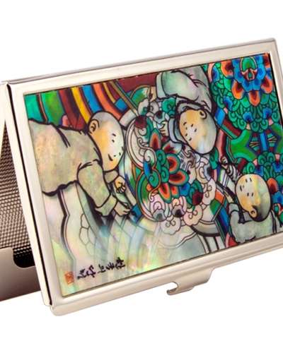 Natural Mother-of-Pearl Business Card Case (Dongja Seung Pattern)