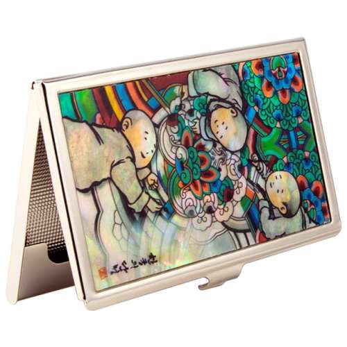 Natural Mother-of-Pearl Business Card Case (Dongja Seung Pattern)