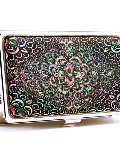 Premium Mother-of-Pearl Business Card Case (18_Diamond Arabesque)