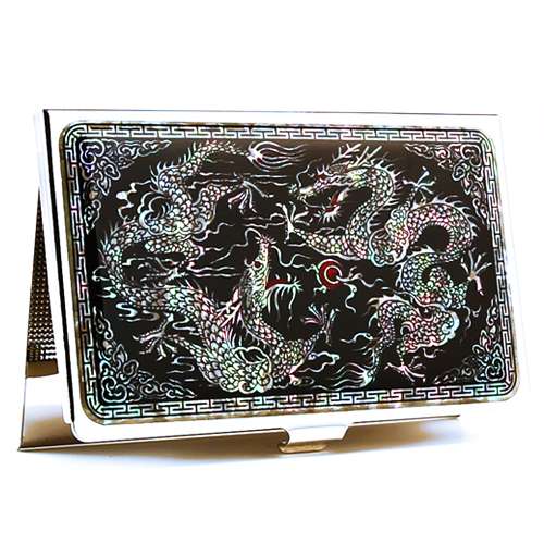 Premium Mother-of-Pearl Business Card Case (12_Double Dragon Design)