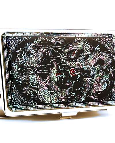 Premium Mother-of-Pearl Business Card Case (12_Double Dragon Design)