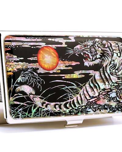 Premium Mother-of-Pearl Business Card Case (13_White Tiger)