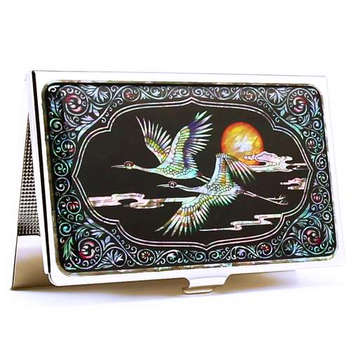 Premium Mother-of-Pearl Business Card Case (11_Cloud Crane)