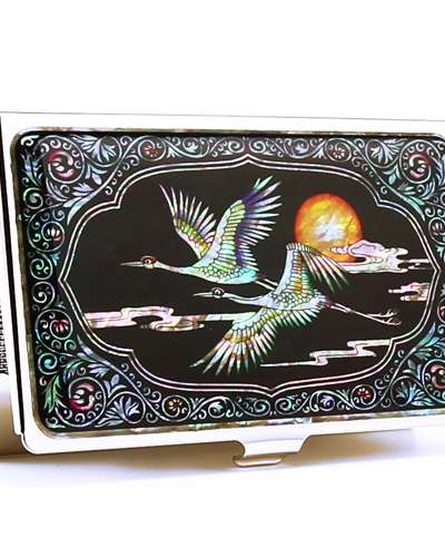 Premium Mother-of-Pearl Business Card Case (11_Cloud Crane)