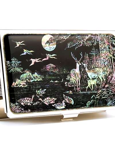 Premium Mother-of-Pearl Business Card Case (05_Ten Symbols of Longevity Deer)