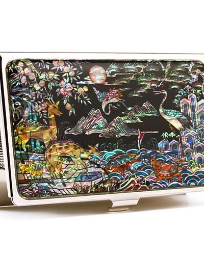 Premium Mother-of-Pearl Business Card Case (03_New Ten Longevity Symbols)
