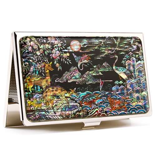 Premium Mother-of-Pearl Business Card Case (03_New Ten Longevity Symbols)