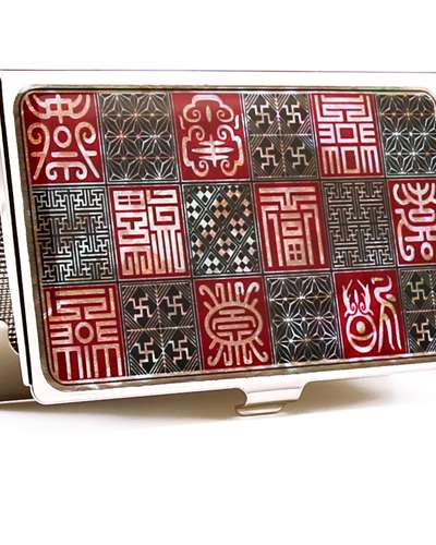 Premium Mother-of-Pearl Business Card Case (02_Subok Pattern-Red)