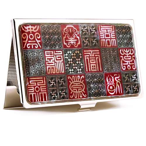 Premium Mother-of-Pearl Business Card Case (02_Subok Pattern-Red)