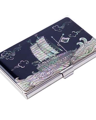 Natural Abalone Business Card Case (01_Turtle Ship)