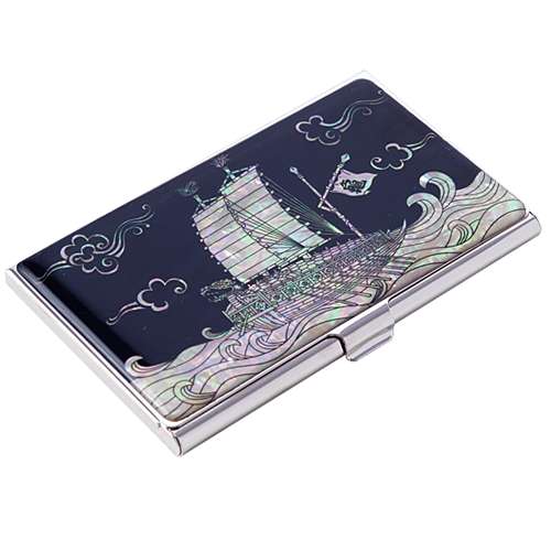 Natural Abalone Business Card Case (01_Turtle Ship)