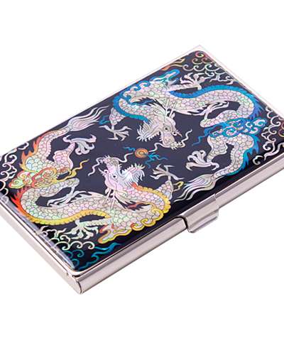 Natural Mother-of-Pearl Business Card Case (02_Twin Dragons)