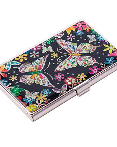 Natural Mother-of-Pearl Business Card Case (04_Flower Butterfly)