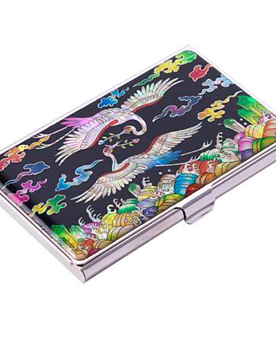 Natural Mother-of-Pearl Business Card Case (09_Royal Chest Badge Crane and Pine)